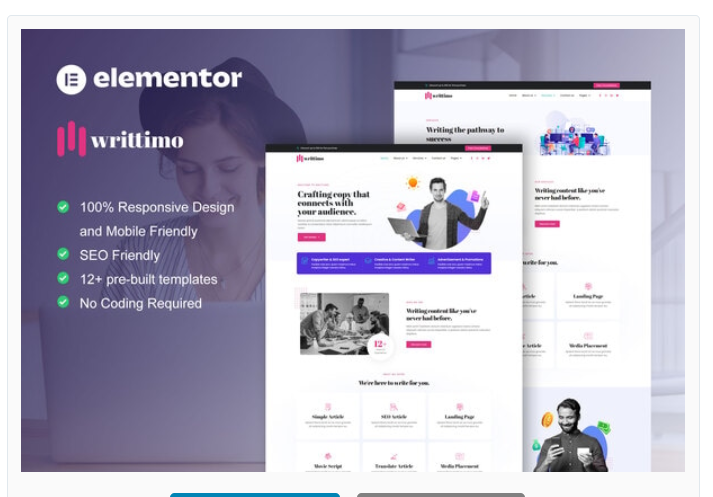 Writtimo - Content Writing Service Agency Elementor Kit