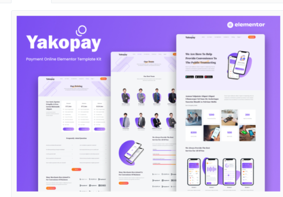 Yakopay - Online Payment App Elementor Template Kit