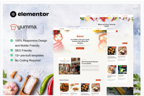 Yumma - Food Recipe Elementor Template Kit