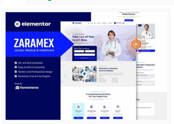 Zaramex - Doctor, Medical & Healthcare Elementor Template Kit