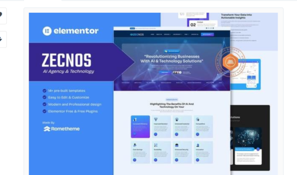 Zecnos - AI Agency & Technology Elementor Template Kit
