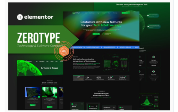 Zerotype - Technology & Software Company Elementor Template Kit