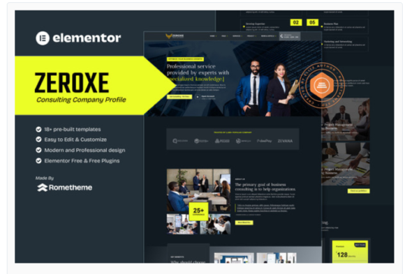 Zeroxe - Consulting Company Profile Elementor Template Kit