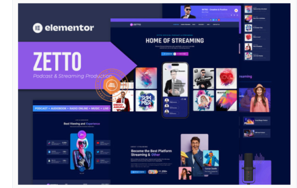 Zetto - Podcast & Streaming Production Elementor Template Kit
