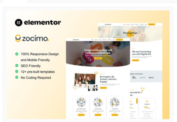 Zocimo - Social Media Marketing Agency Elementor Template Kit