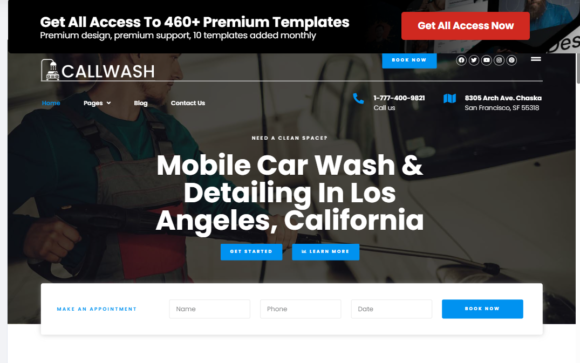Callwash Mobile Car Wash Elementor Template Kit