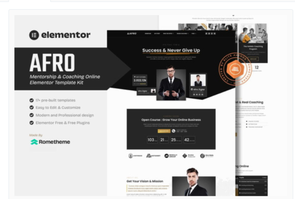 AFRO - Mentorship & Coaching Online Elementor Template Kit