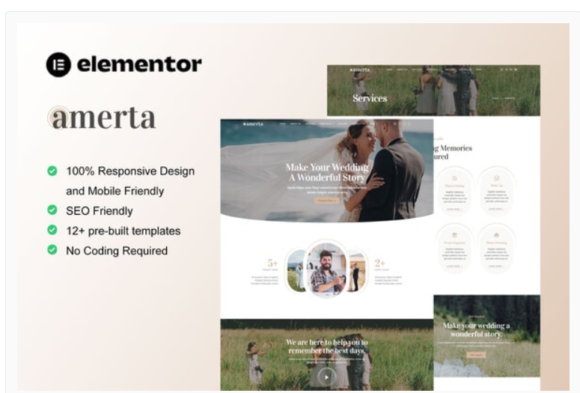 Amerta - Wedding Photography Service Elementor Template Kit