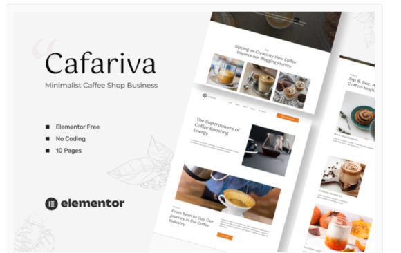 Cafariva - Minimalist Cafe &Coffee Elementor Template Kit