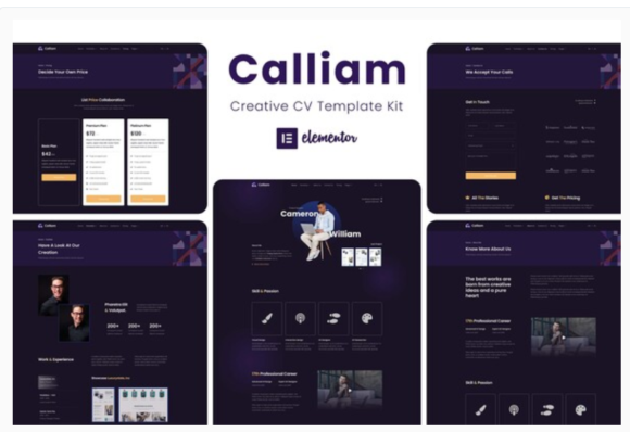 Calliam - Creative CV Elementor Template Kit