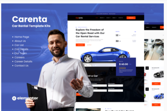 Carenta - Car Rental Business Elementor Template Kits