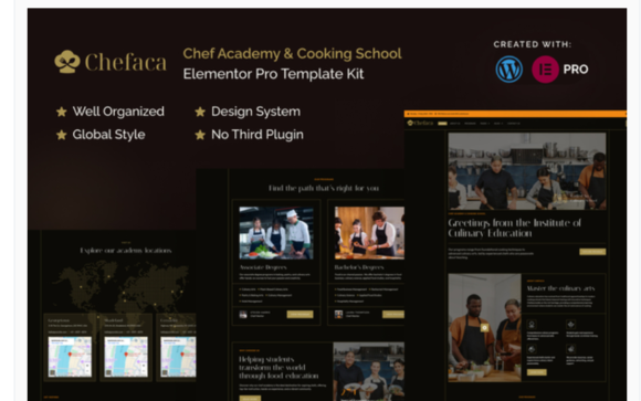 Chefaca - Chef Academy & Cooking School Elementor Pro Template Kit