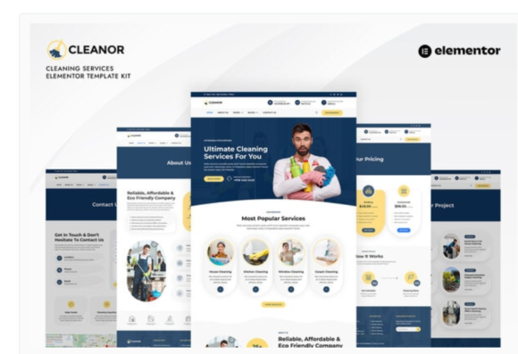 Cleanor - Cleaning Services Elementor Pro Template Kit
