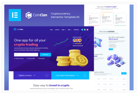 CoinClan - Cryptocurrency Elementor Pro Template Kit