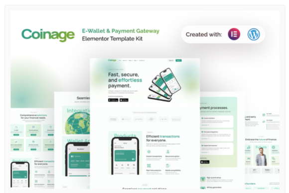 Coinage - E-Wallet & Payment Gateway Elementor Pro Template Kit