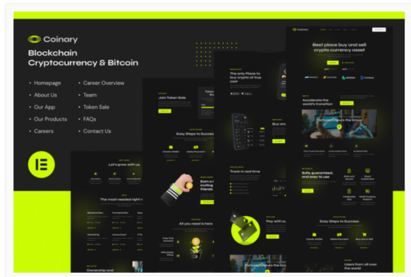 Coinary - Blockchain Cryptocurrency & Bitcoin Elementor Template Kit