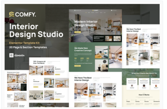 Comfy - Interior Design Studio & Architecture WordPress Elementor Template Kit