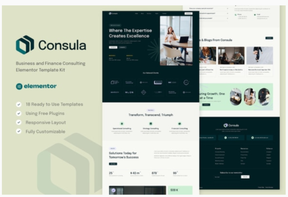 Consula - Business and Finance Consulting Elementor Template Kit