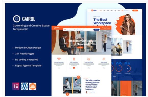 Coworking & Creative Space Elementor Template Kit