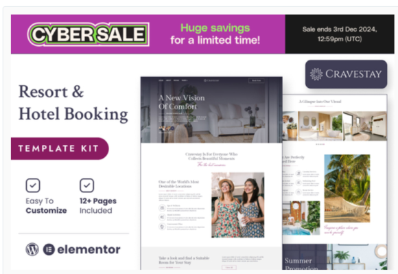 Cravestay – Luxury Hotel & Resort Elementor Template Kit