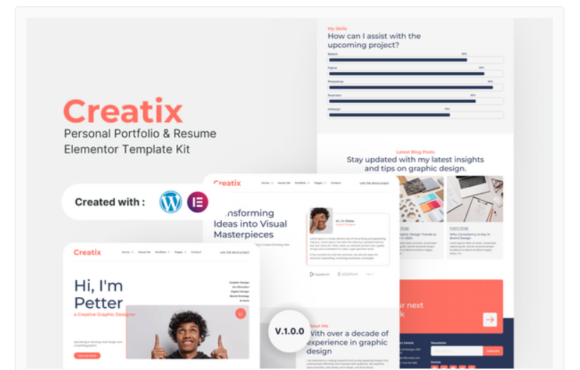 Creatix - Personal Portfolio & Resume Elementor Template Kit