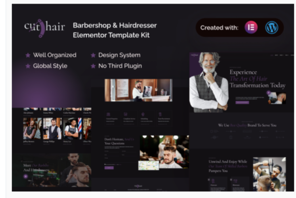 Cuthair - Barbershop & Hairdresser Elementor Pro Template Kit