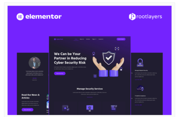 Cybertech - Cyber Security Elementor Pro Full Site Template Kit