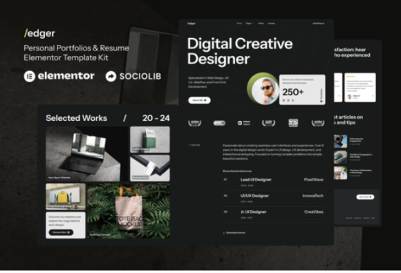 Edger - Personal Portfolios & Resume Elementor Template Kit