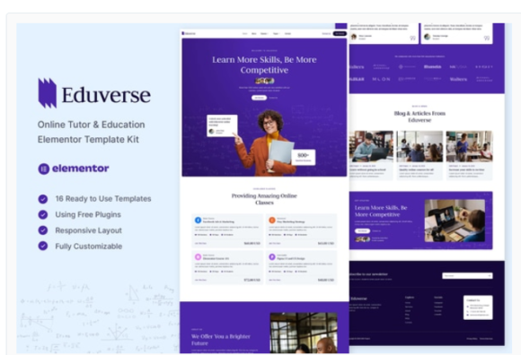Eduverse - Online Tutor & Education Elementor Template Kit
