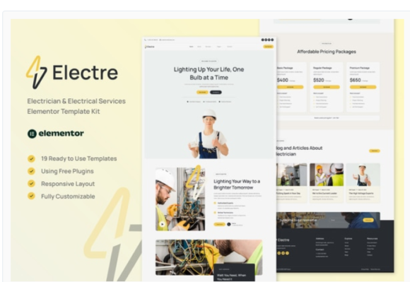 Electre - Electrician & Electrical Services Elementor Template Kit