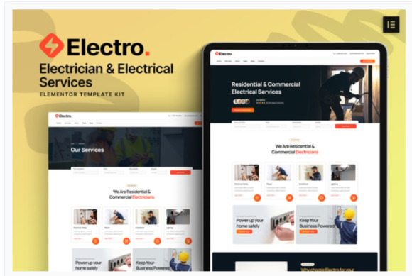 Electro - Electrician & Electrical Services Elementor Template Kit
