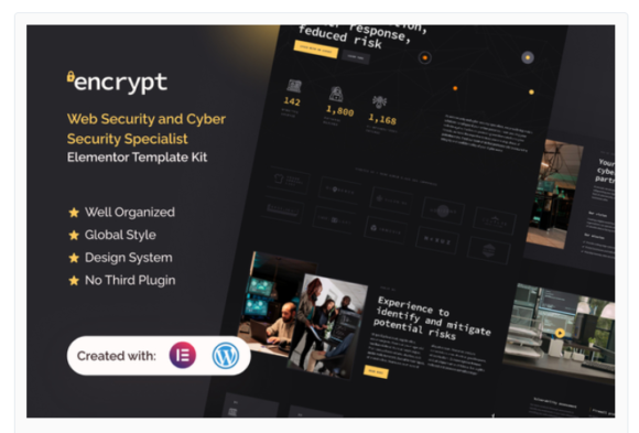 Encrypt - Cyber Security Specialist Elementor Pro Template Kit