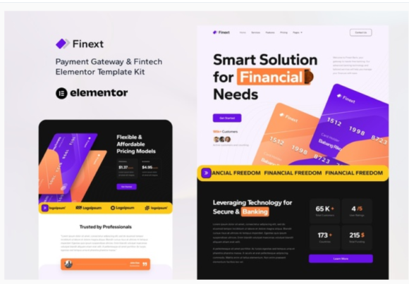 Finext - Payment Gateway & Fintech Elementor Template Kit