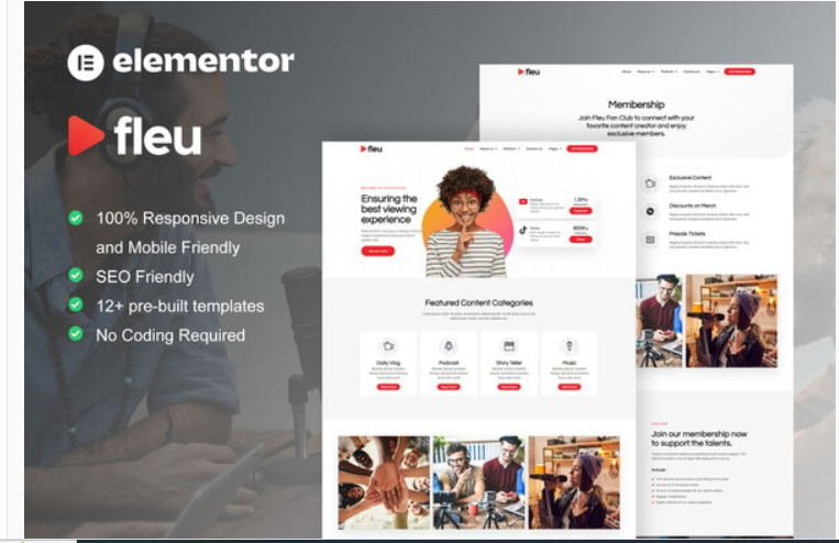 Fleu - Creative Content Creators Elementor Template Kit