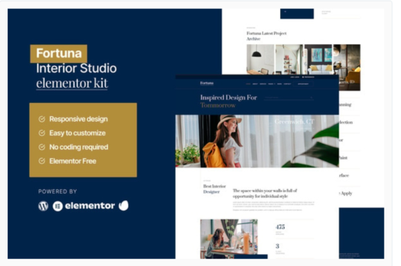 Fortuna - Interior Design Service Elementor Template Kit
