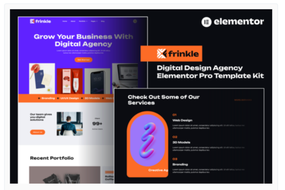 Frinkle - Digital Design Agency Elementor Pro Template Kit
