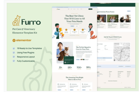 Furro - Pet Care & Veterinary Elementor Template Kit