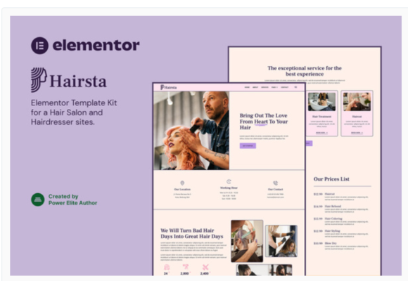 Hairsta – Hair Salon & Hairdresser Elementor Template Kit