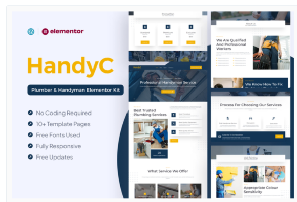HandyC - Plumber & Handyman Elementor Pro Template Kit