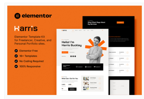 Harris – Creative & Personal Portfolio Elementor Template Kit