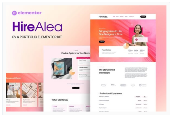 HireAlea - Personal CV Elementor Template Kit