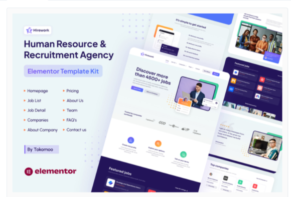 Hirework - Human Resource & Recruitment Agency Elementor Pro Template Kit