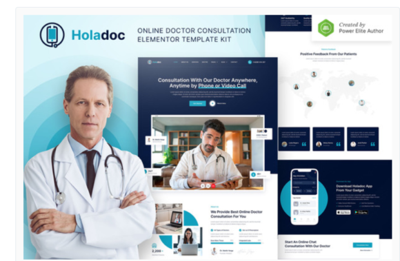 Holadoc – Online Doctor Consultation Elementor Template Kit
