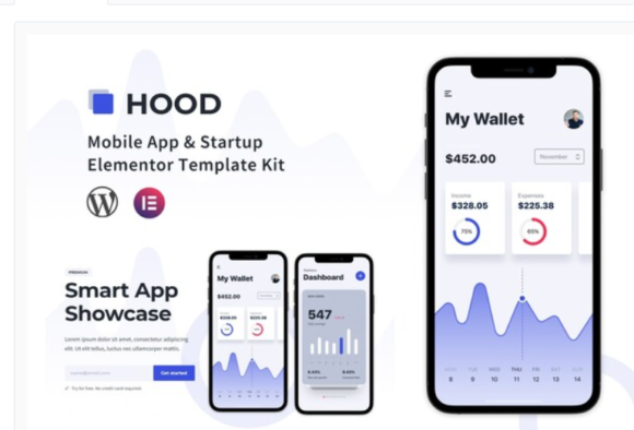 Hood - Mobile App & Startup Elementor Template Kit