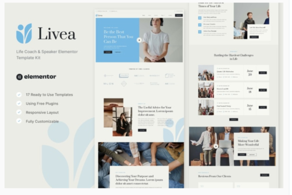 Livea - Life Coach & Speaker Elementor Template Kit