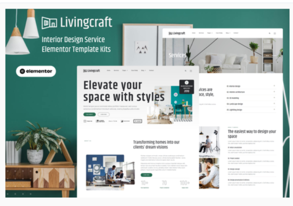 Livingcraft - Interior Design Services Elementor Pro Template Kit