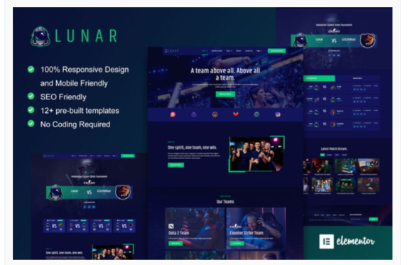 Lunar - Esports & Gaming Elementor Template Kit