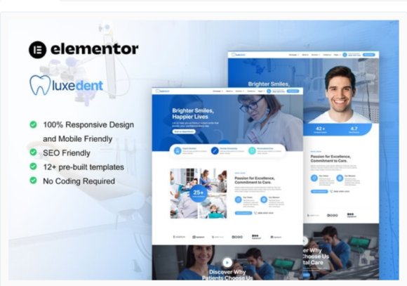 LuxeDent - Dentist & Dental Care Elementor Pro Template Kit