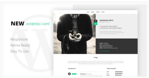 NEW Retina Ready WordPress Vcard Theme