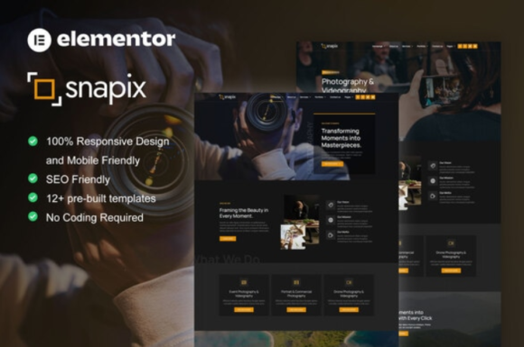 Snapix - Photography & Videography Services Elementor Template Kit